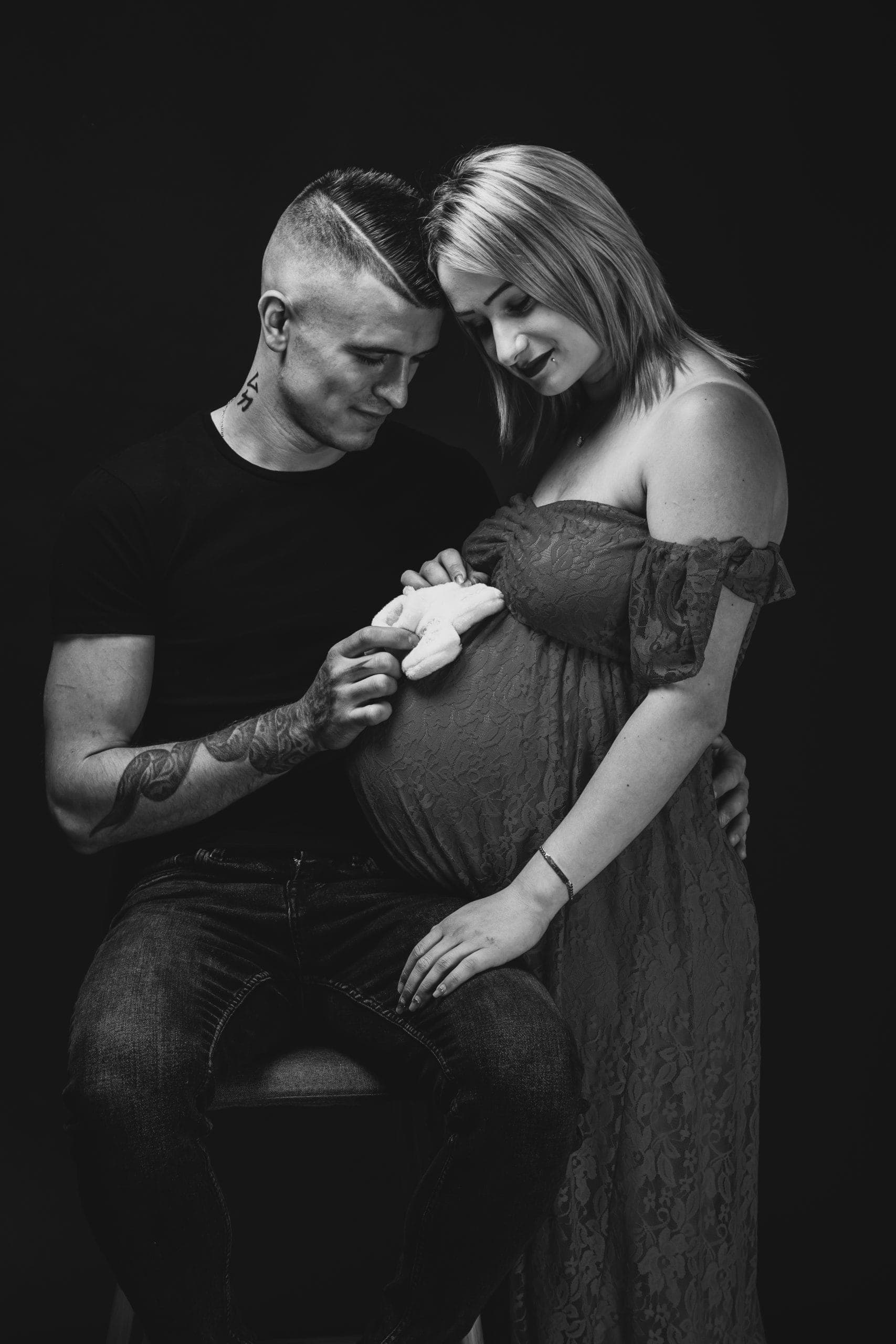 Portrait de famille en noir et blanc